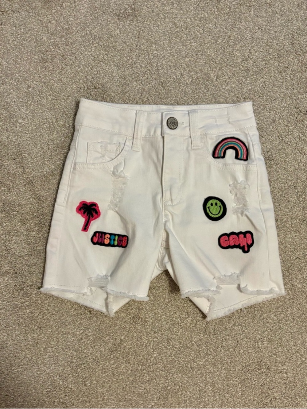 Girls Justice White Denim Shorts Size 8